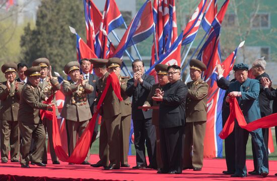Opening of new residential area on Ryomyong Street in Pyongyang