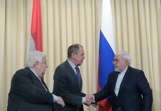 News conference of the Foreign Ministers of Russia, Iran and Syria