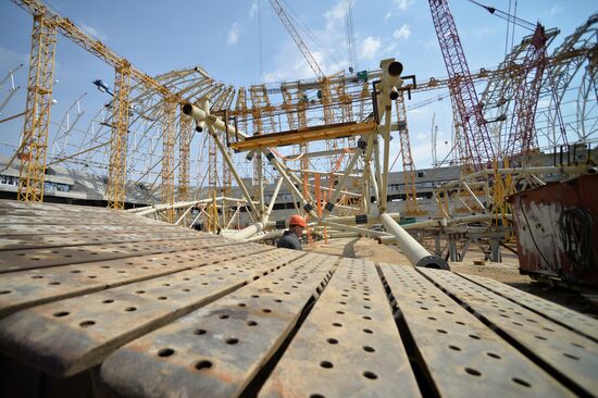 Mutko inspects Mordovia Arena construction