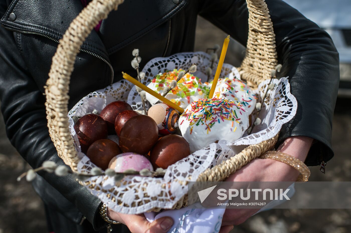 Easter cakes and eggs blessed on Holy Saturday