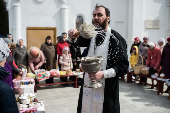 Easter cakes and eggs blessed on Holy Saturday