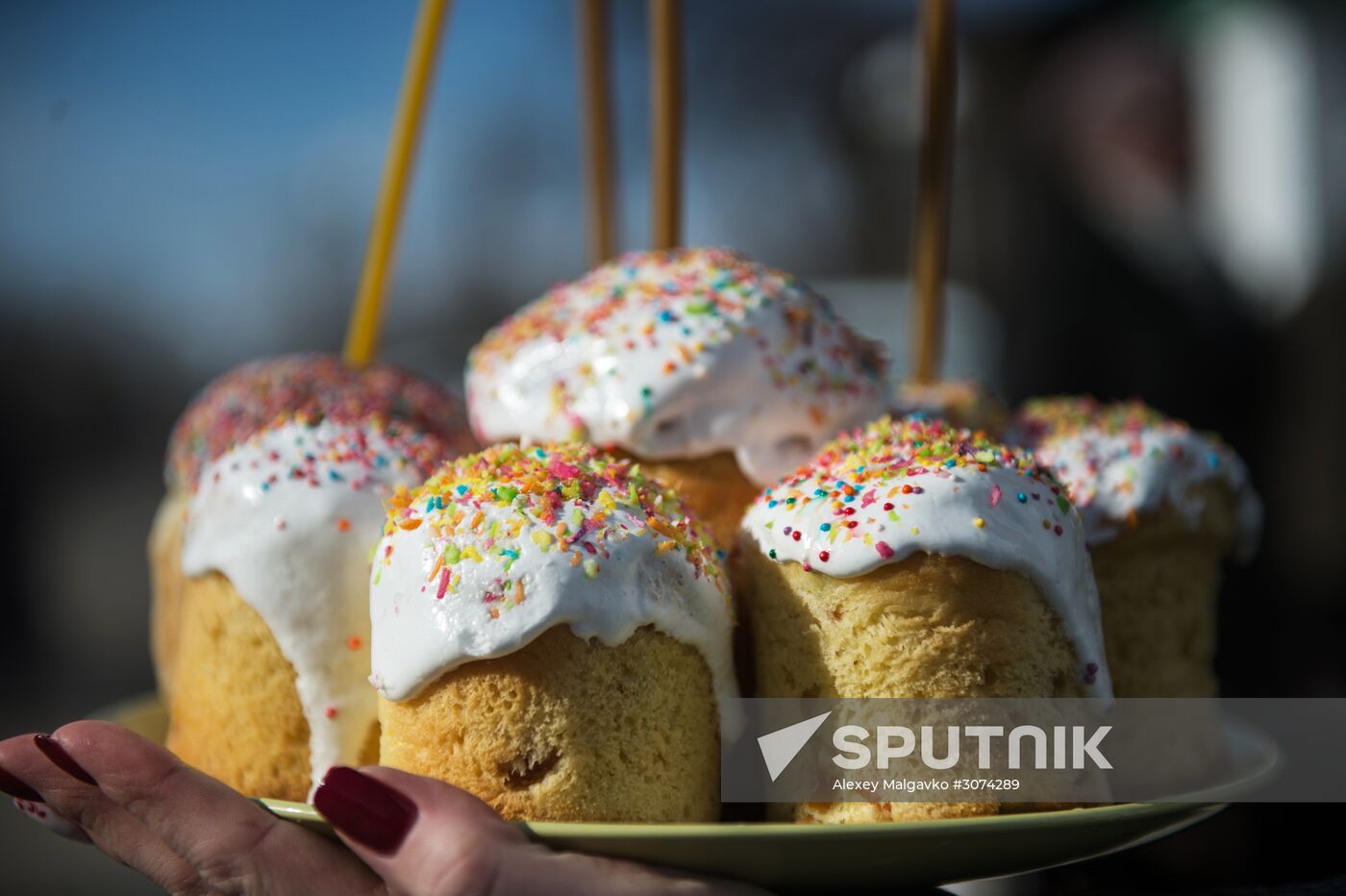 Easter cakes and eggs blessed on Holy Saturday