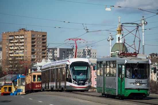 Tram parade in Moscow