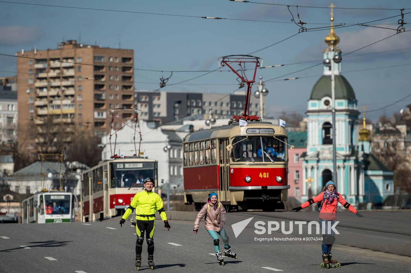 Tram parade in Moscow