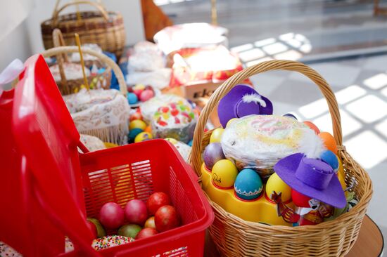 Easter cakes and eggs blessed on Holy Saturday