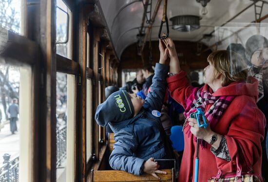Tram parade in Moscow