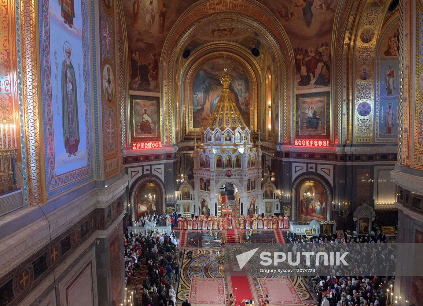 Easter service at Christ the Savior Cathedral