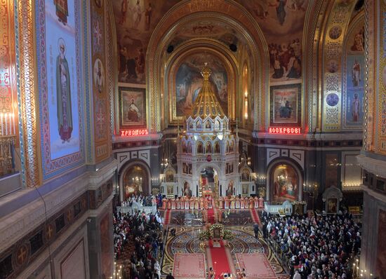 Easter service at Christ the Savior Cathedral