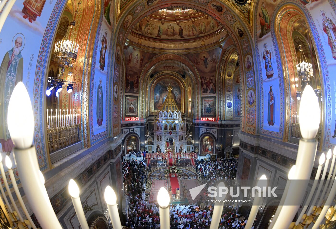 Easter service at Christ the Savior Cathedral