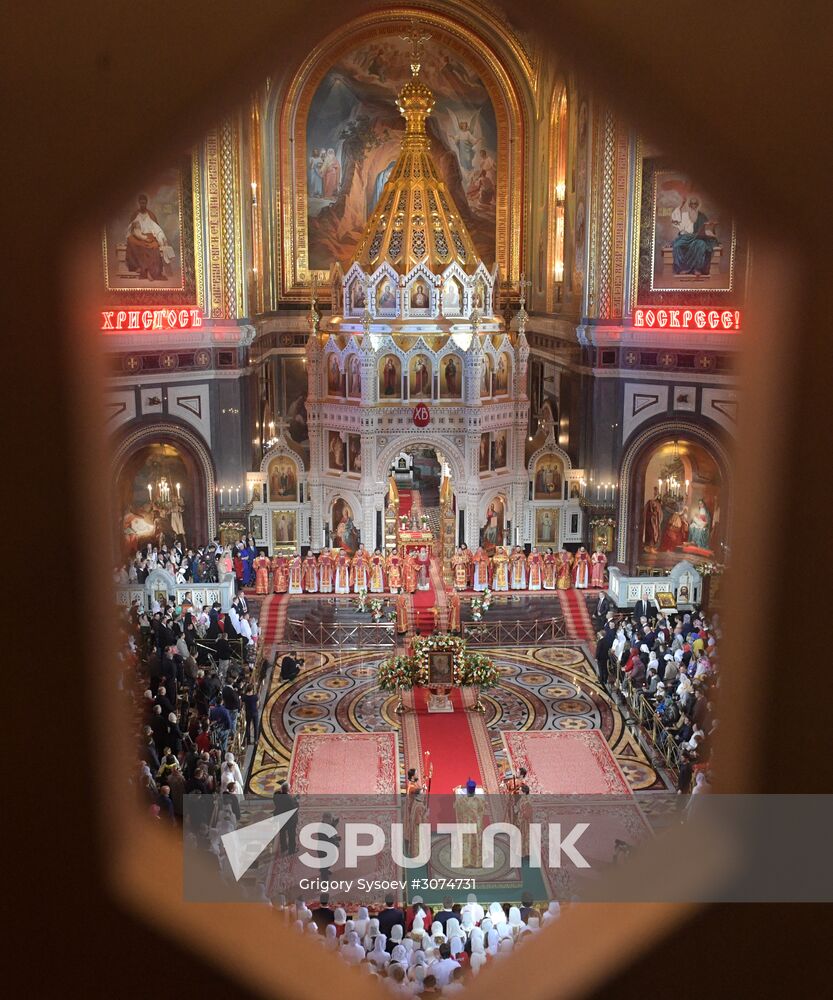 Easter service at Christ the Savior Cathedral