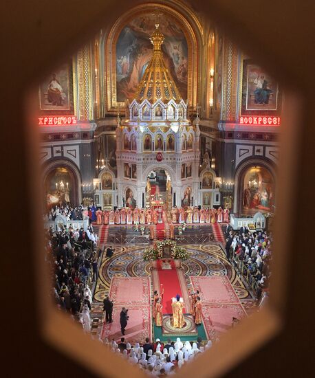 Easter service at Christ the Savior Cathedral