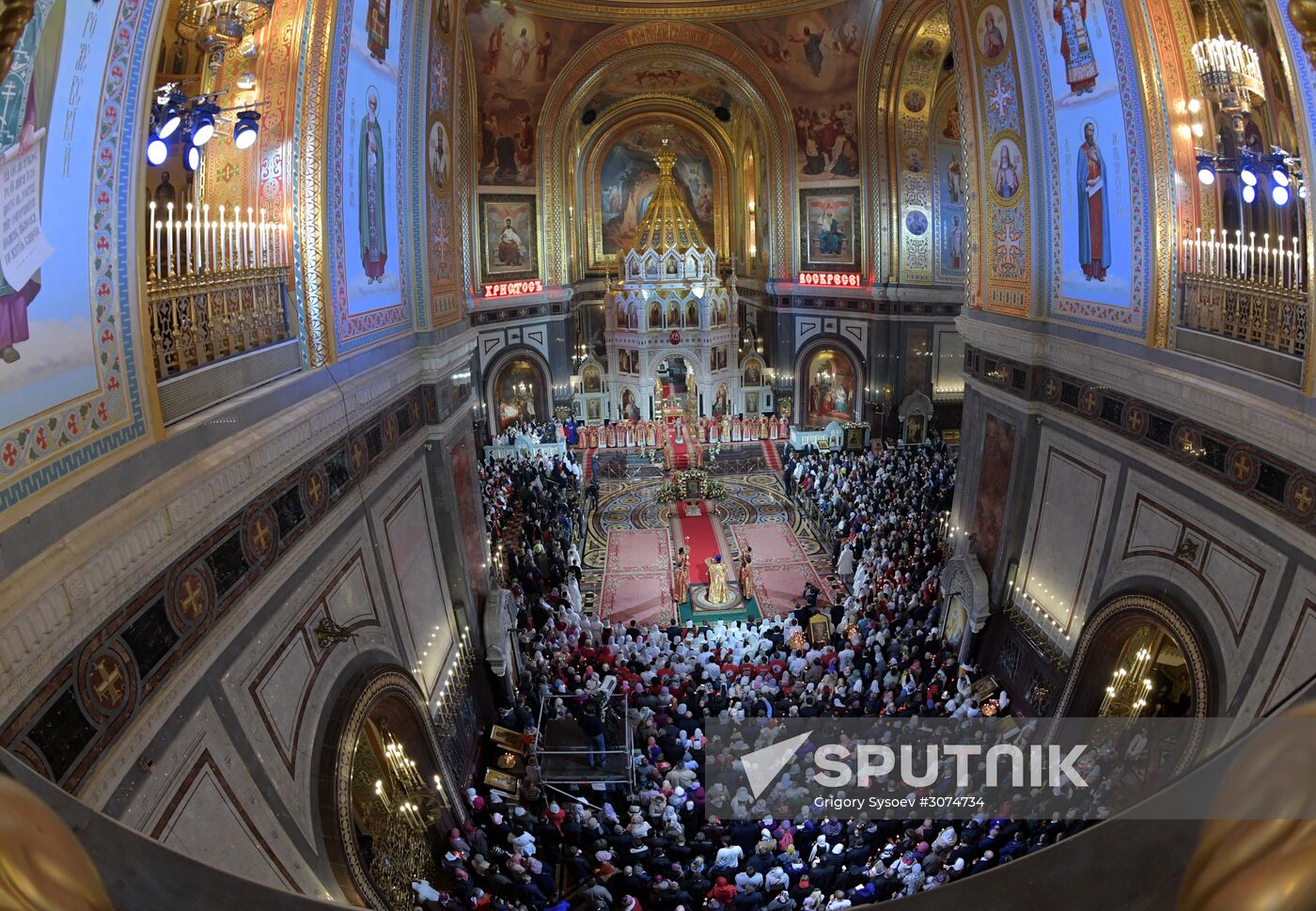 Easter service at Christ the Savior Cathedral