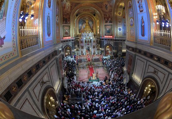 Easter service at Christ the Savior Cathedral