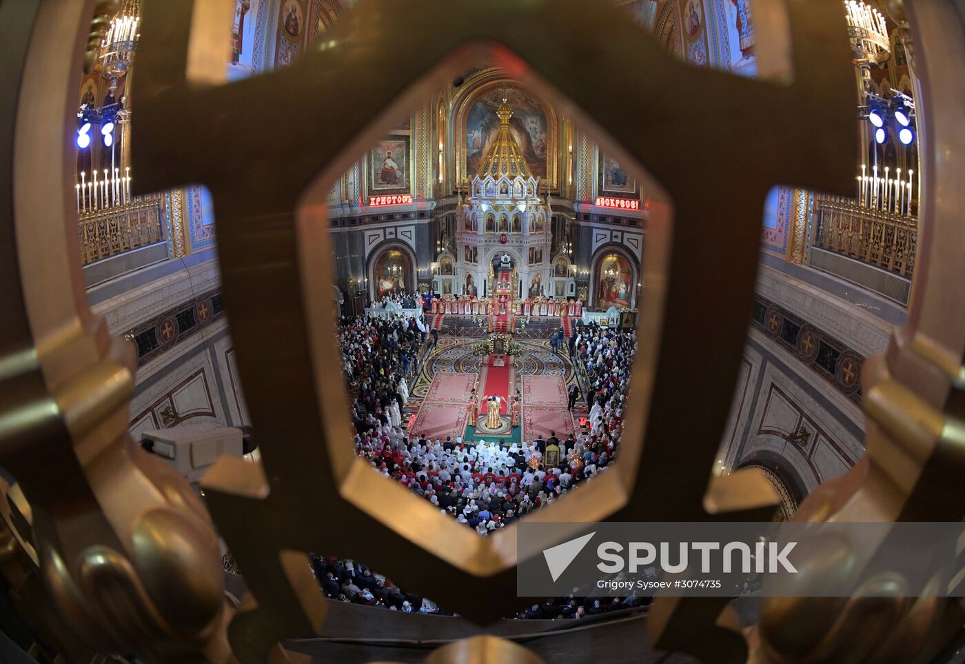 Easter service at Christ the Savior Cathedral