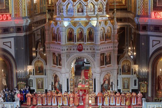 Easter service at Christ the Savior Cathedral