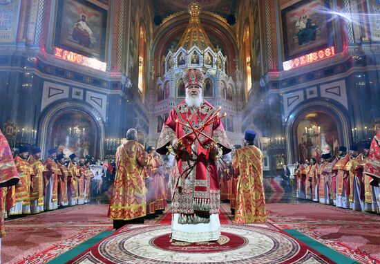 Easter service at Christ the Savior Cathedral