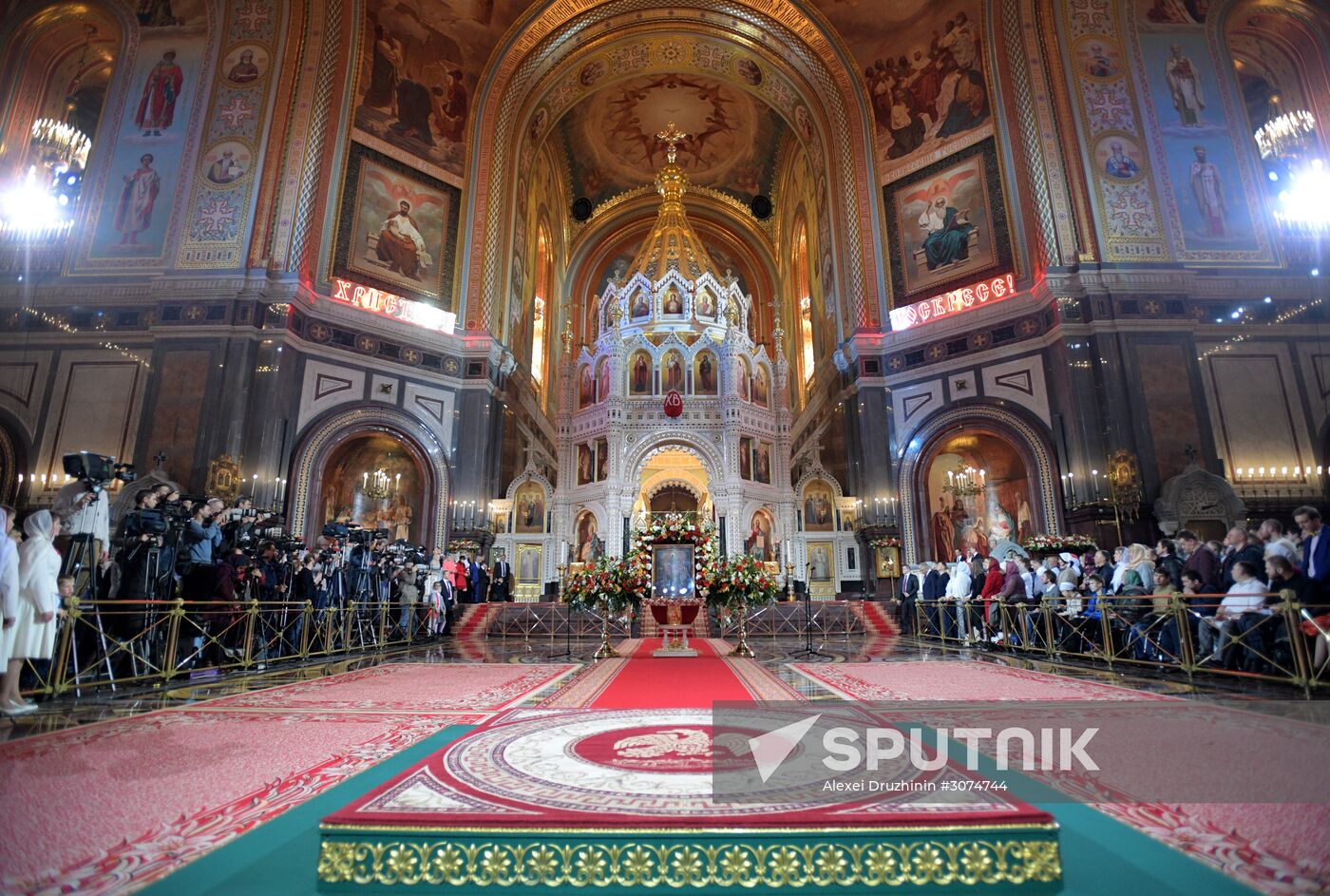 Russian President Vladimir Putin and Russian Prime Minister attend Easter service at Christ the Savior Cathedral