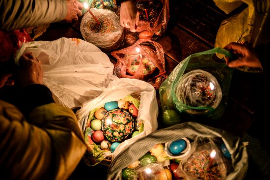 Easter cakes and eggs blessed on Holy Saturday