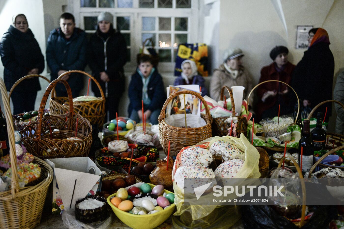 Easter cakes and eggs blessed on Holy Saturday