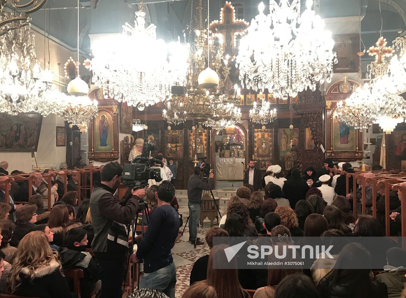 Easter service at church in Saidnaya, Syria
