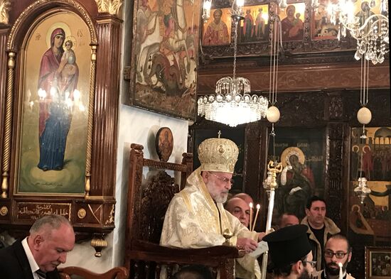 Easter service at church in Saidnaya, Syria