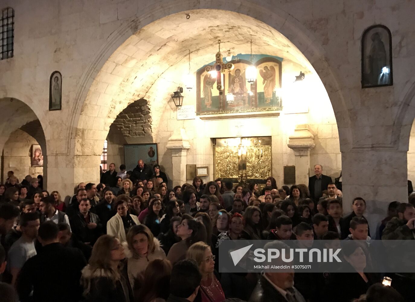 Easter service at church in Saidnaya, Syria