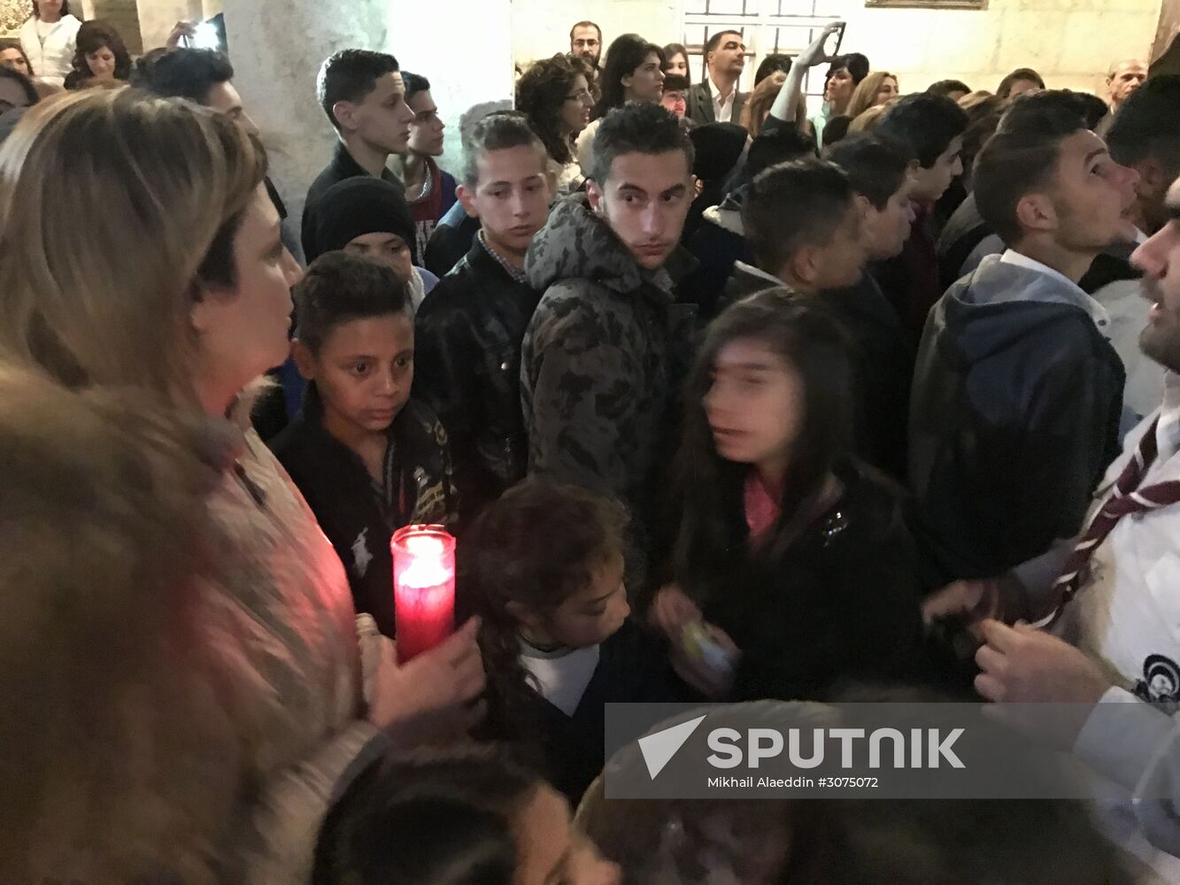 Easter service at church in Saidnaya, Syria