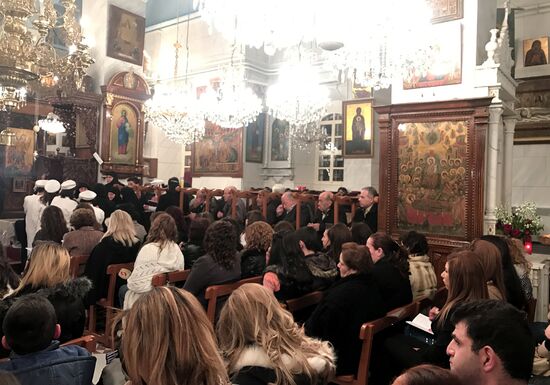 Easter service at church in Saidnaya, Syria