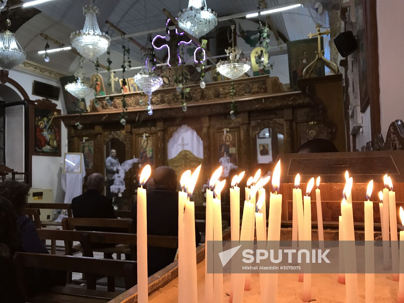 Easter service at church in Saidnaya, Syria