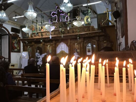 Easter service at church in Saidnaya, Syria