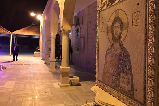 Easter service at church in Saidnaya, Syria