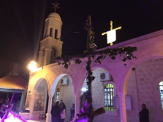 Easter service at church in Saidnaya, Syria