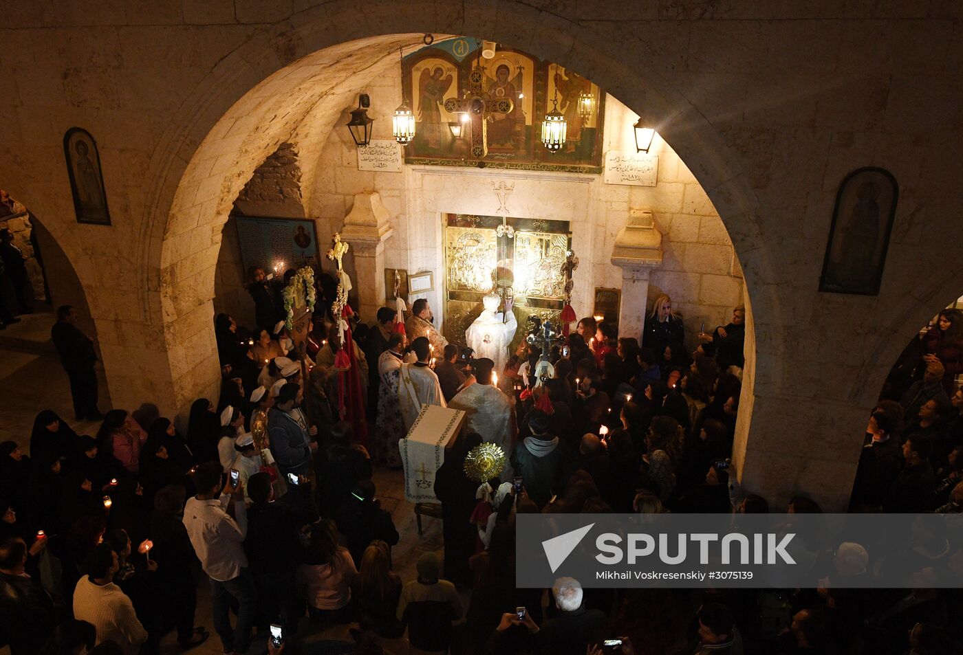 Easter service at church in Saidnaya, Syria