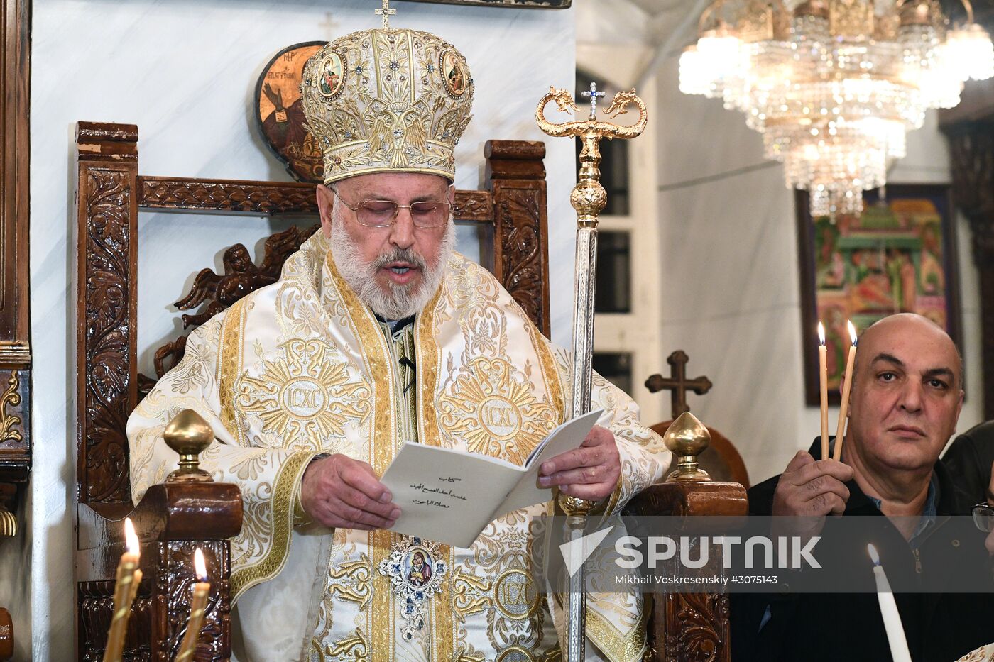 Easter service at church in Saidnaya, Syria