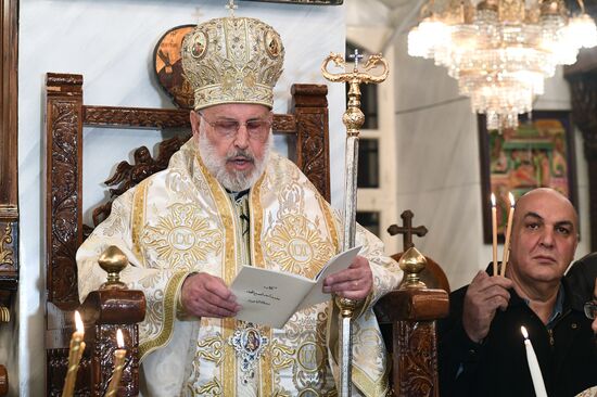 Easter service at church in Saidnaya, Syria