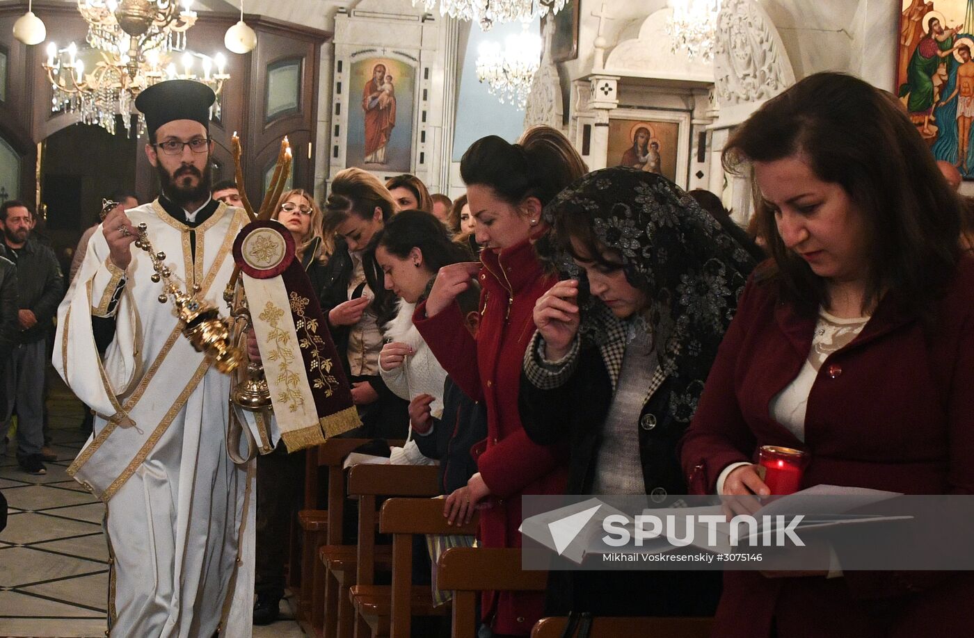 Easter service at church in Saidnaya, Syria