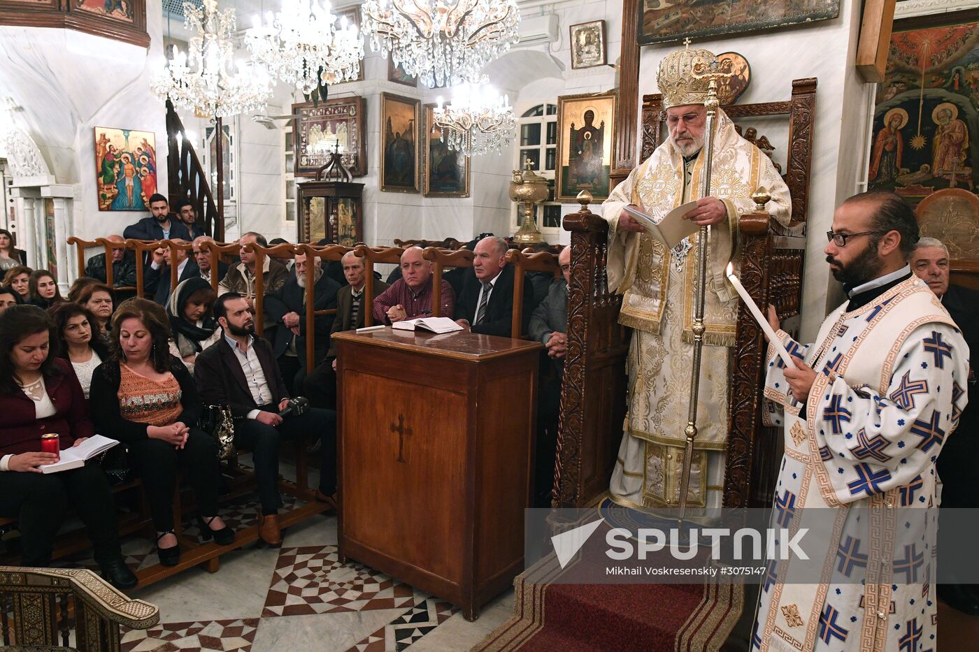 Easter service at church in Saidnaya, Syria