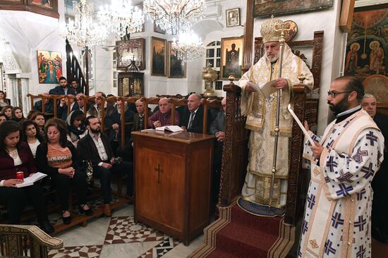 Easter service at church in Saidnaya, Syria