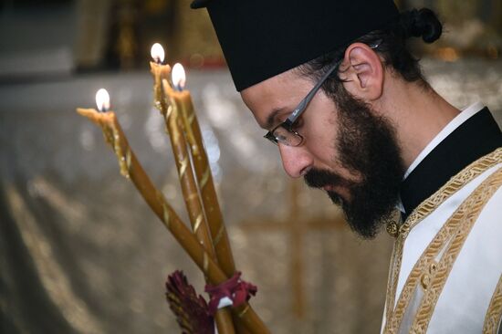 Easter service at church in Saidnaya, Syria