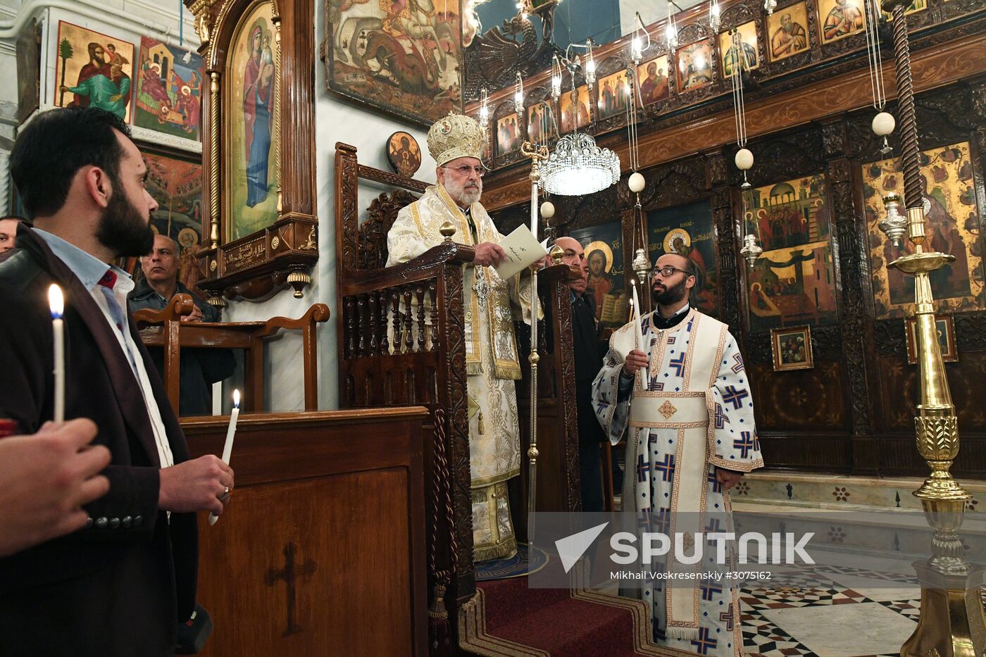 Easter service at church in Saidnaya, Syria