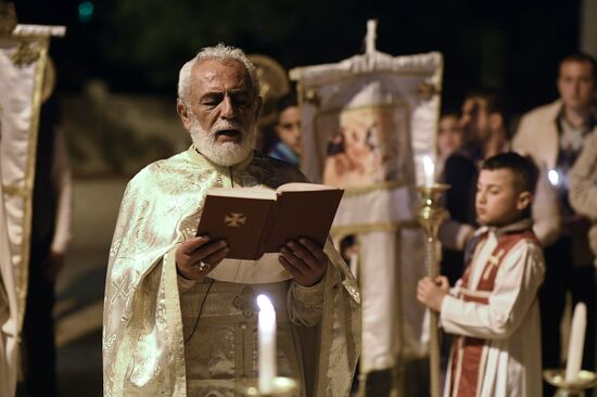 Easter service at church in Saidnaya, Syria