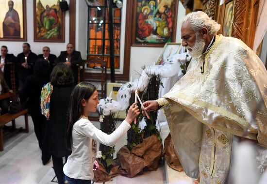 Easter service at church in Saidnaya, Syria