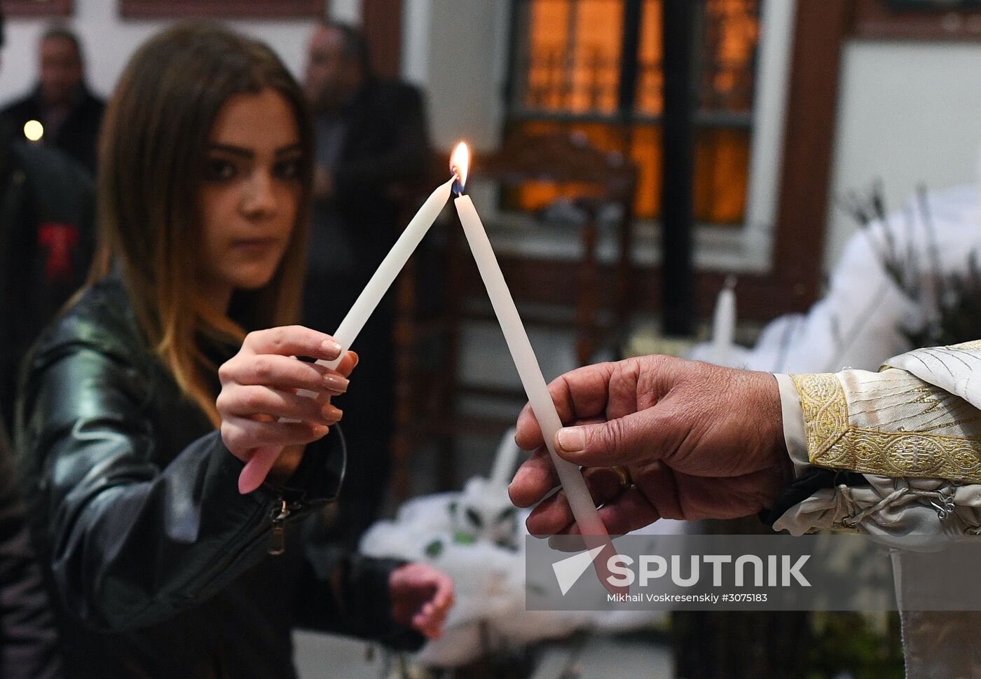 Easter service at church in Saidnaya, Syria