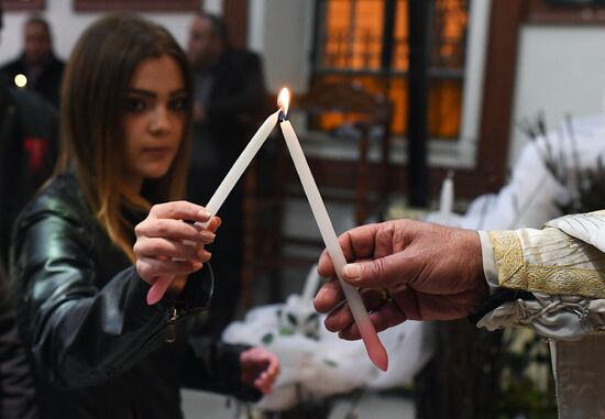 Easter service at church in Saidnaya, Syria