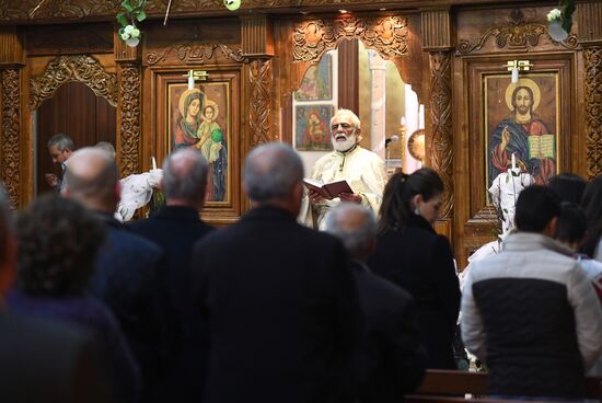 Easter service at church in Saidnaya, Syria