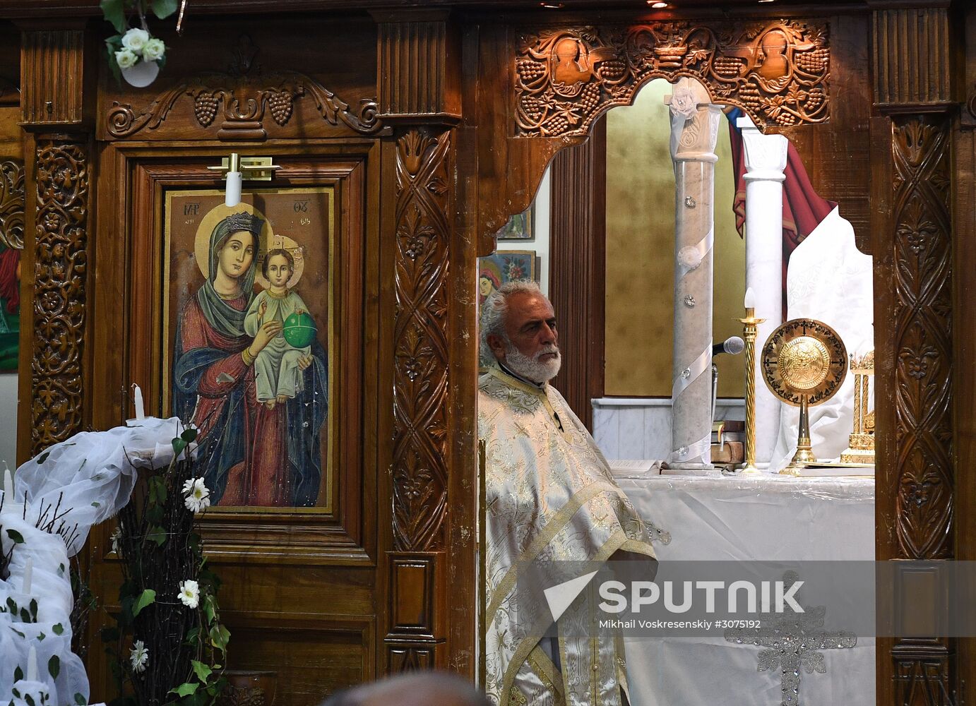Easter service at church in Saidnaya, Syria
