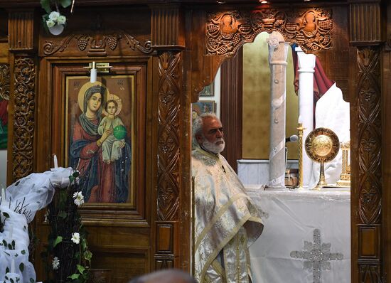 Easter service at church in Saidnaya, Syria