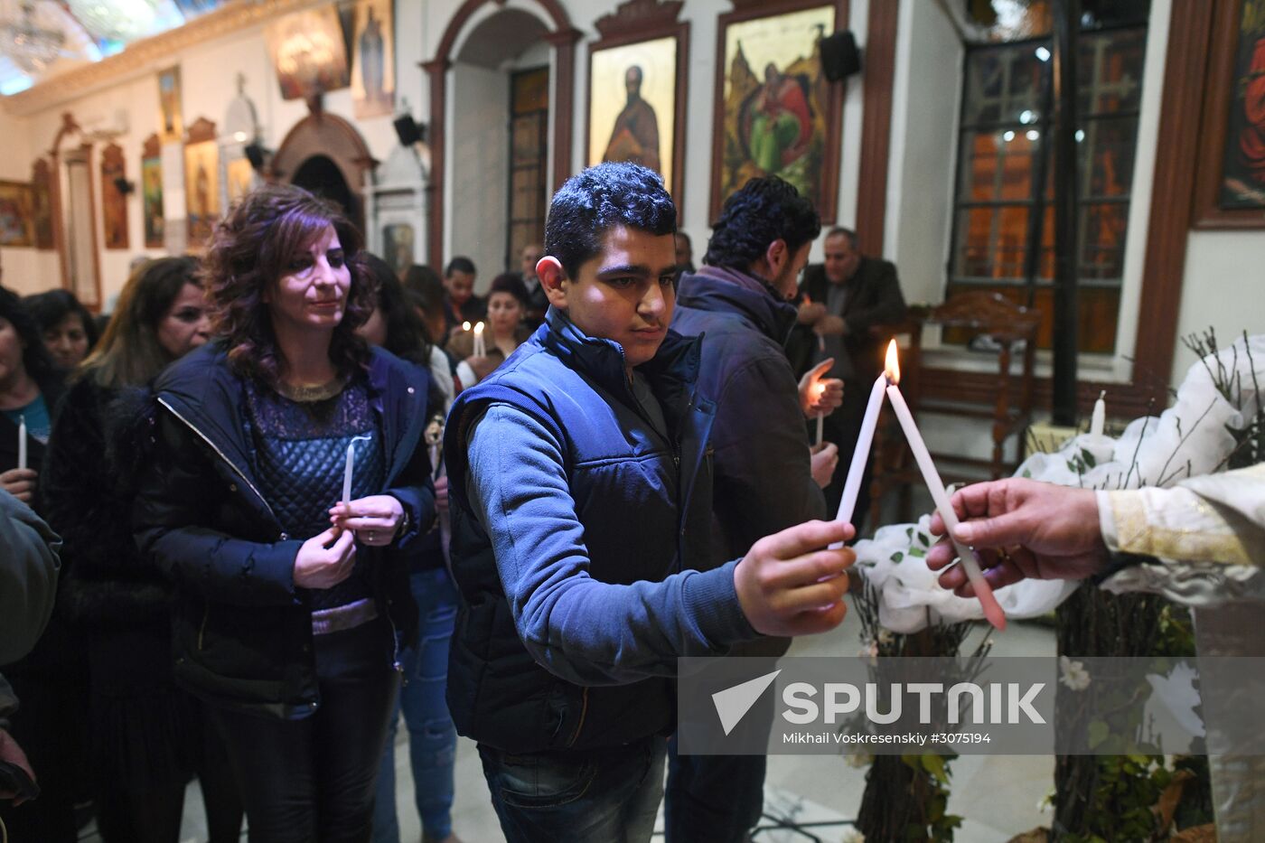 Easter service at church in Saidnaya, Syria