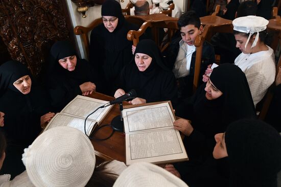 Easter service at church in Saidnaya, Syria