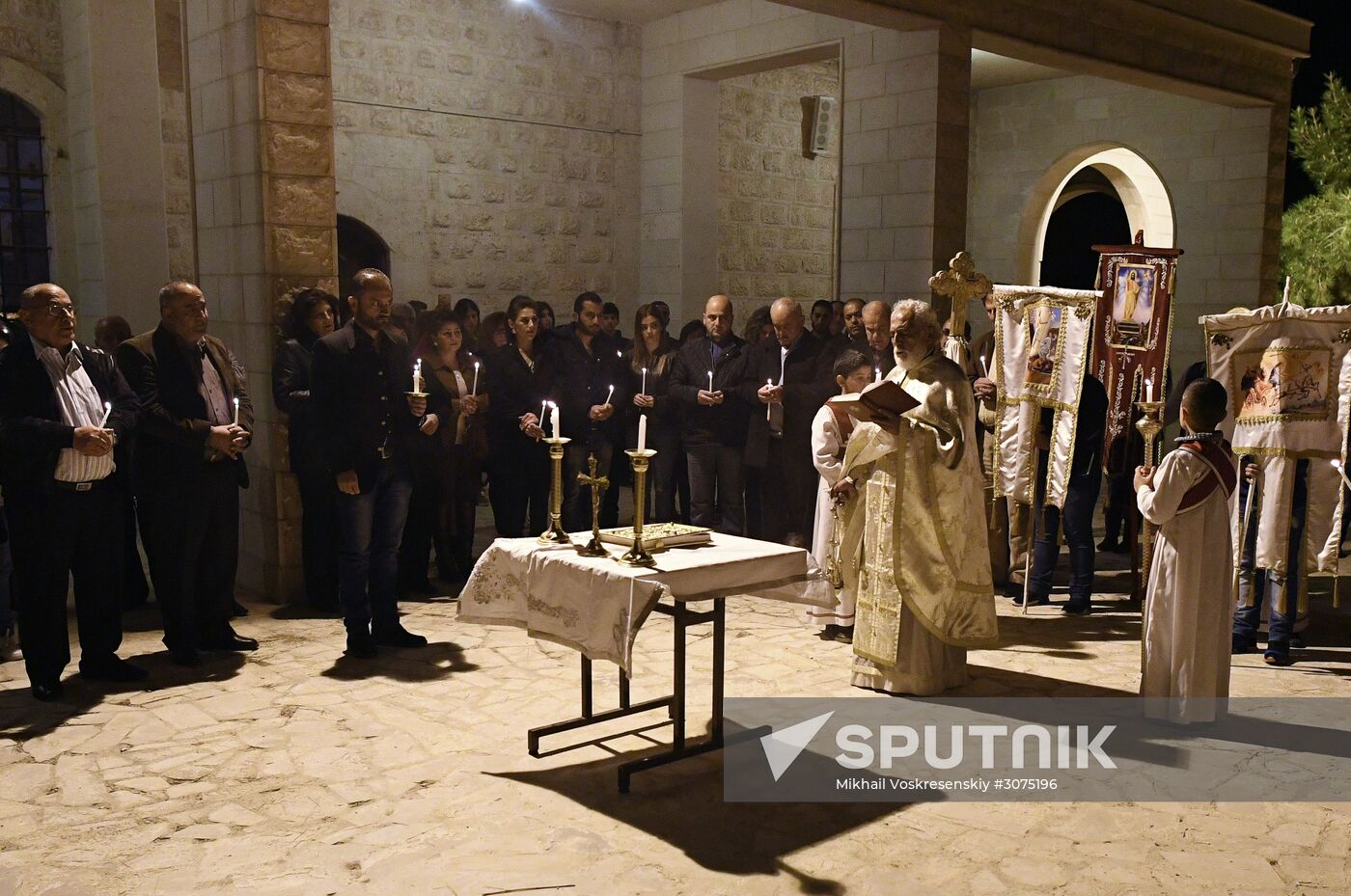 Easter service at church in Saidnaya, Syria